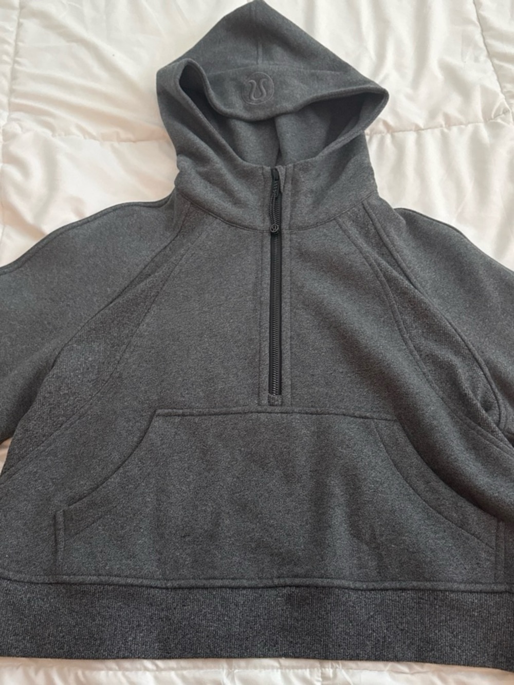 lululemon athletica cropped Women’s Gray Half-Zip Hoodie Sweater